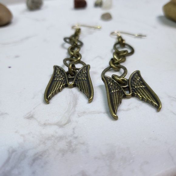 Handmade earrings steampunk style wings - Picture 2 of 4
